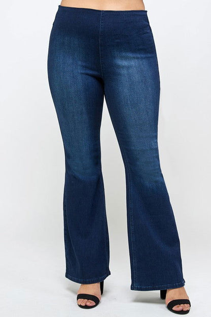 Insane Gene Plus Size Mid-Rise Banded Wider Flare Jeans us.meeeshop - 