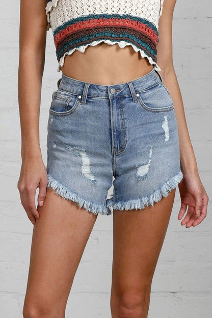 Insane Gene Premium High Waist Uneven Opening Shape Shorts us.meeeshop - 