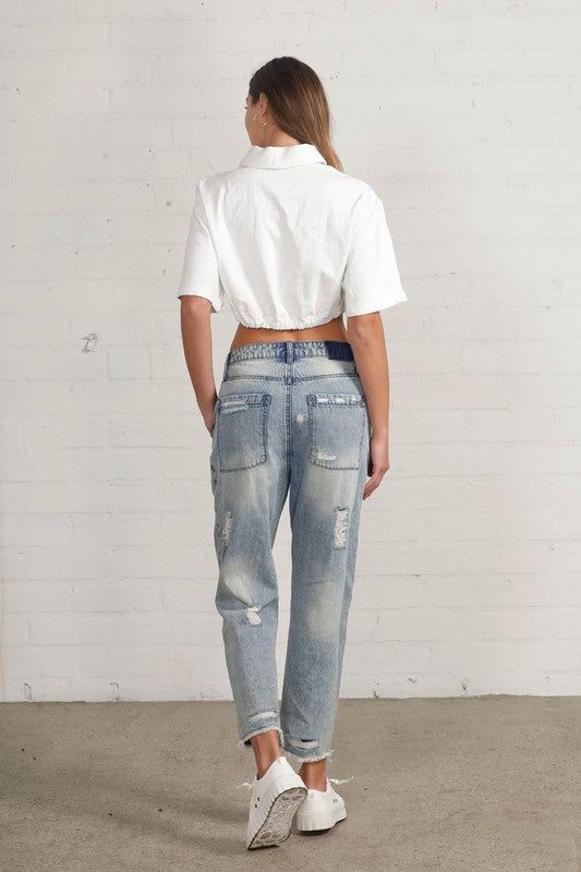 Insane Gene Raw Hem Patched Jeans us.meeeshop - 