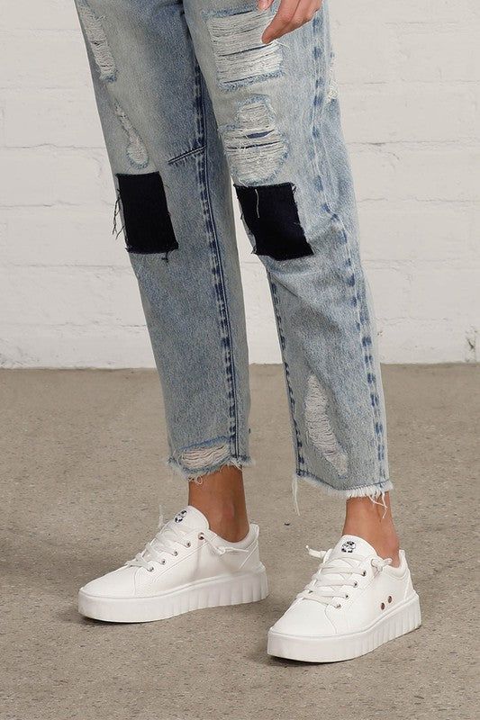 Insane Gene Raw Hem Patched Jeans us.meeeshop - 