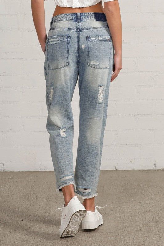 Insane Gene Raw Hem Patched Jeans us.meeeshop - 