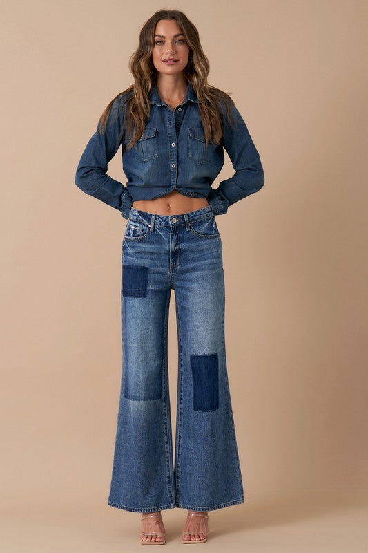 Insane Gene Relaxed Wide Leg Patchwork Jeans us.meeeshop - 