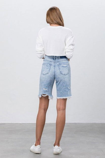 Insane Gene Take No Slit Distressed Denim Bermuda Shorts us.meeeshop - 