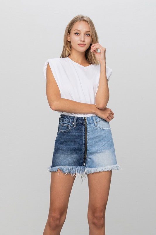 Insane Gene Zip Code Two Tone Premium Denim Shorts us.meeeshop - 