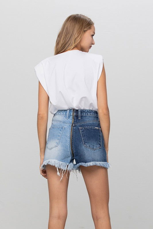 Insane Gene Zip Code Two Tone Premium Denim Shorts us.meeeshop - 