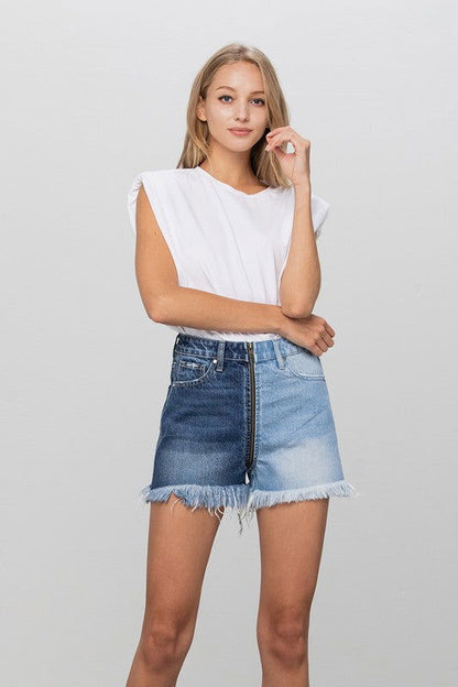 Insane Gene Zip Code Two Tone Premium Denim Shorts us.meeeshop - 