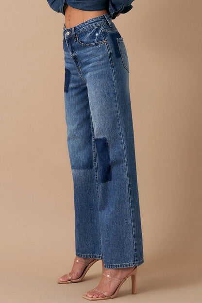 Insane Gene Relaxed Wide Leg Patchwork Jeans - us.meeeshop
