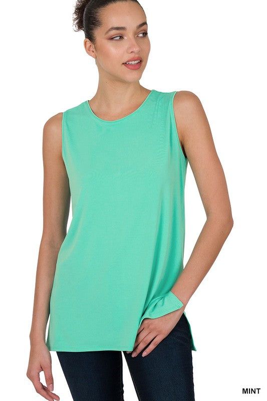 Zenana Ity Sleeveless Side Slit Top - us.meeeshop