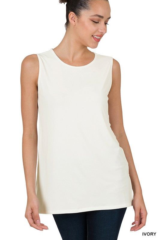 Zenana Ity Sleeveless Side Slit Top - us.meeeshop