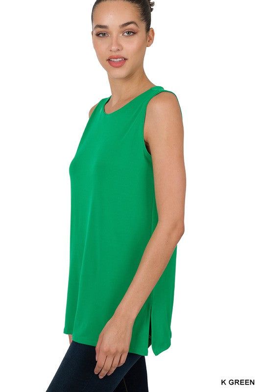 Zenana Ity Sleeveless Side Slit Top - us.meeeshop