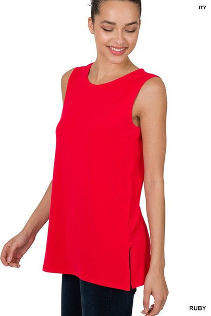 Zenana Ity Sleeveless Side Slit Top - us.meeeshop