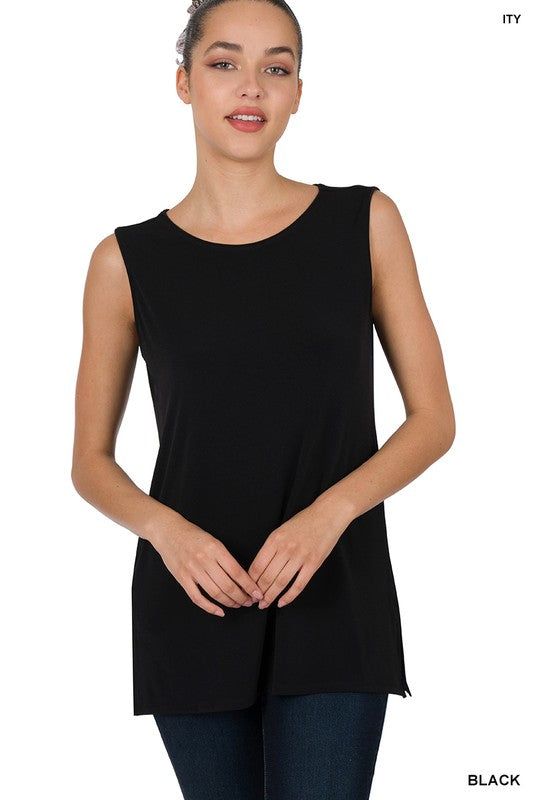 Zenana Ity Sleeveless Side Slit Top - us.meeeshop