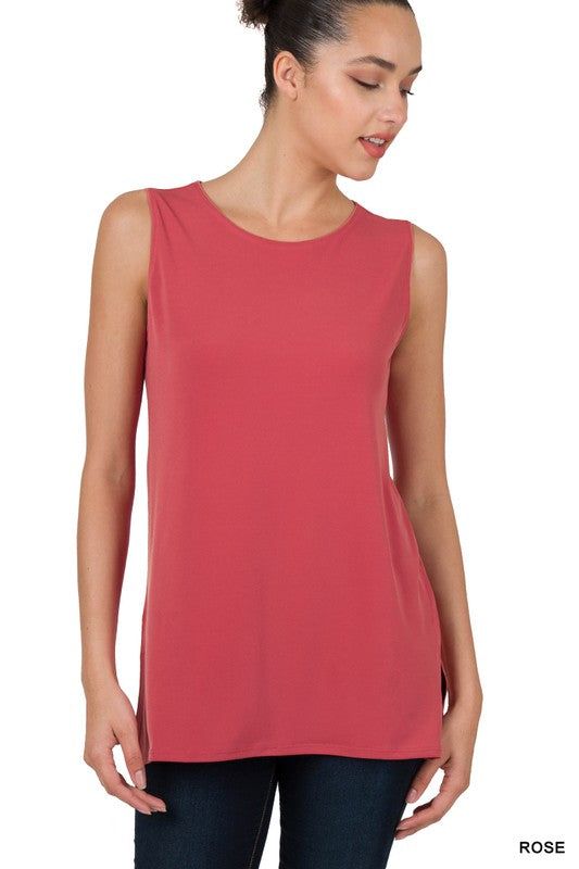 Zenana Ity Sleeveless Side Slit Top - us.meeeshop