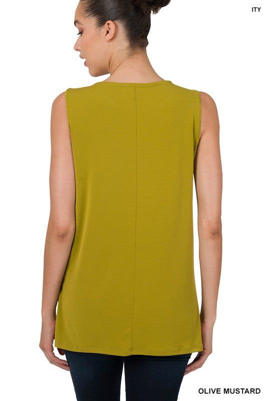 Zenana Ity Sleeveless Side Slit Top - us.meeeshop