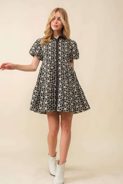 Jacquard Floral Baby Doll Dress | us.meeeshop