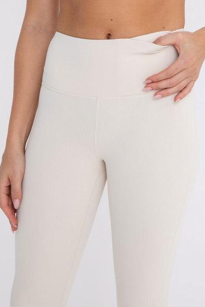 Mono B Jacquard Ribbed High-Waisted Leggings - us.meeeshop