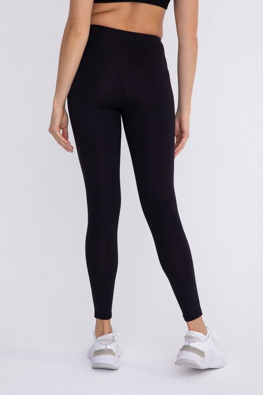 Mono B Jacquard Ribbed High-Waisted Leggings - us.meeeshop