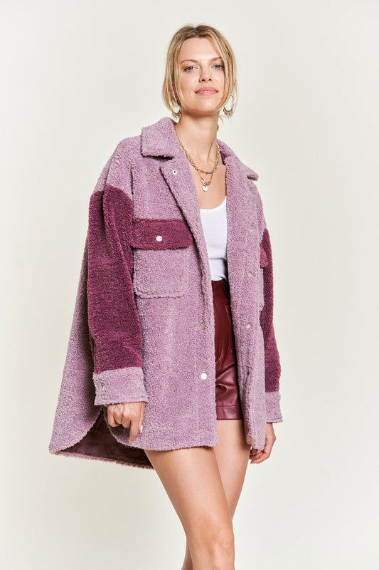 Jade By Jane Colorblock sherpa jacket us.meeeshop - Coats & Jackets