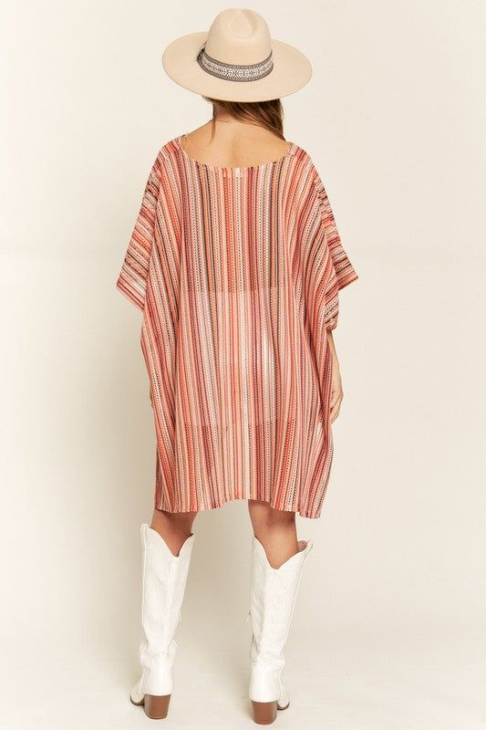 Jade By Jane Colorful Vertical Stripe Poncho us.meeeshop - 