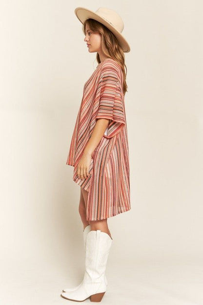 Jade By Jane Colorful Vertical Stripe Poncho us.meeeshop - 