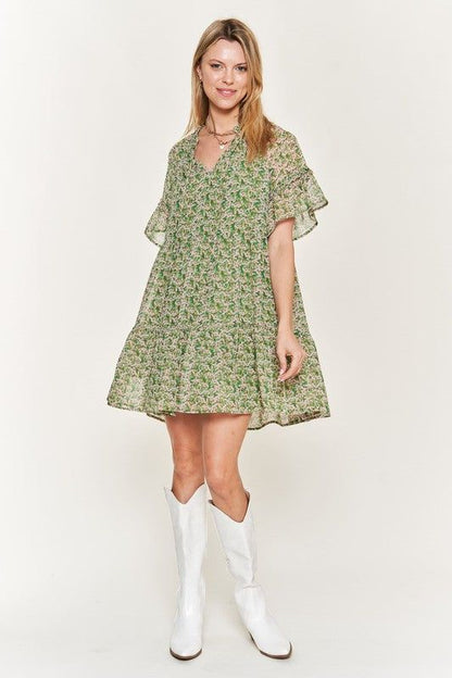 Jade By Jane Floral print v-neck mini dress us.meeeshop - Dresses