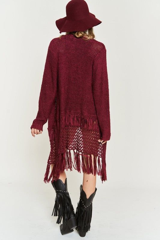 Jade By Jane Fringe Knit Cardigan us.meeeshop - 