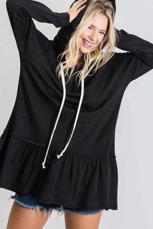 Jade By Jane Girly Peplum Hoodie Tunic us.meeeshop - Shirts & Tops