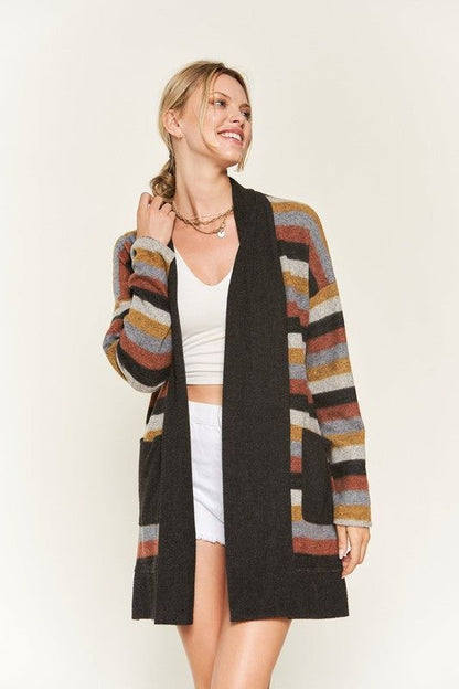 Jade By Jane Multi Color Stripe Cardigan us.meeeshop - 