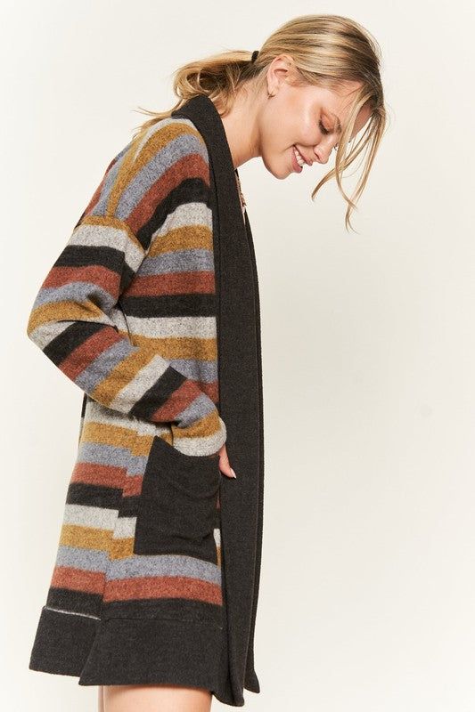 Jade By Jane Multi Color Stripe Cardigan us.meeeshop - 