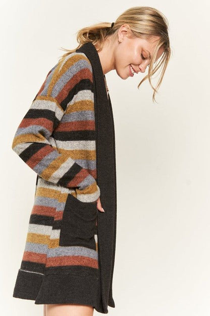 Jade By Jane Multi Color Stripe Cardigan us.meeeshop - 