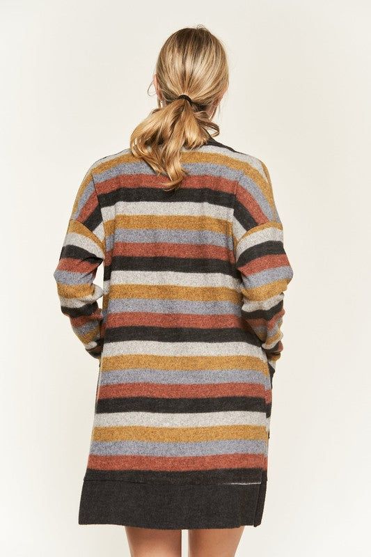 Jade By Jane Multi Color Stripe Cardigan us.meeeshop - 