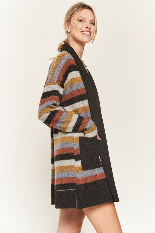 Jade By Jane Multi Color Stripe Cardigan us.meeeshop - 