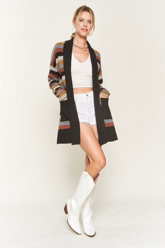 Jade By Jane Multi Color Stripe Cardigan us.meeeshop - 