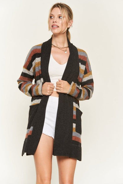 Jade By Jane Multi Color Stripe Cardigan us.meeeshop - 