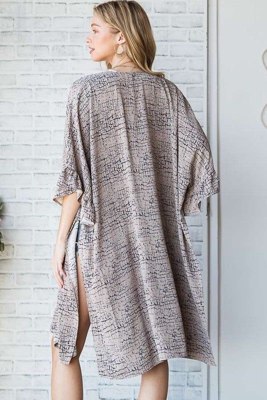 Jade By Jane Natural Geo Print Mid Sleeve Kimono Plus us.meeeshop - 