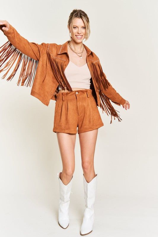 Jade By Jane Suede studded fringe jacket PLUS us.meeeshop - 