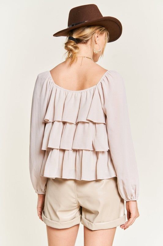 Jade By Jane Tiered flounce designed Blouse us.meeeshop - 