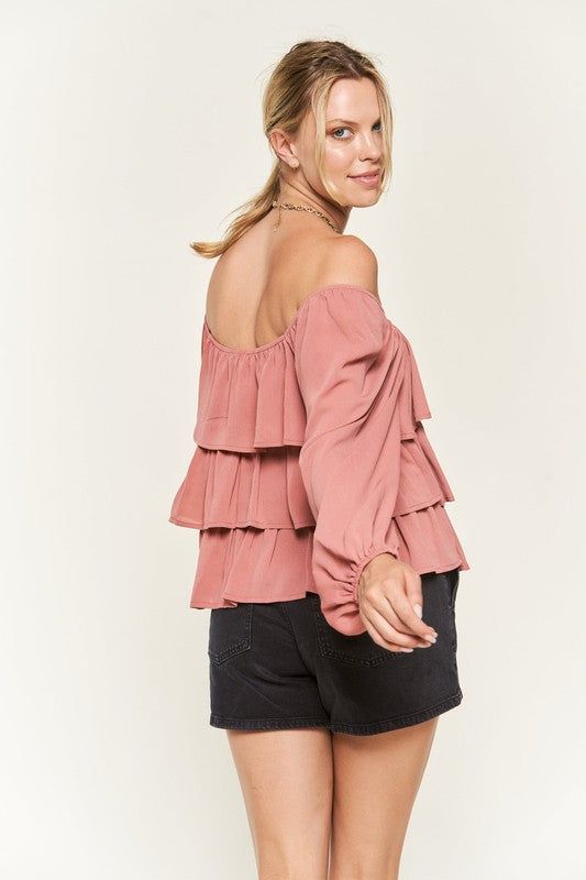 Jade By Jane Tiered flounce designed Blouse us.meeeshop - 