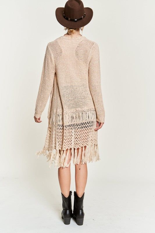 Jade By Jane Fringe Knit Cardigan | us.meeeshop