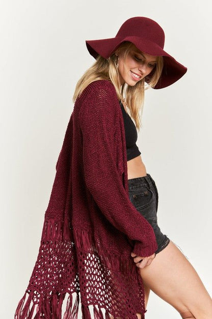 Jade By Jane Fringe Knit Cardigan | us.meeeshop