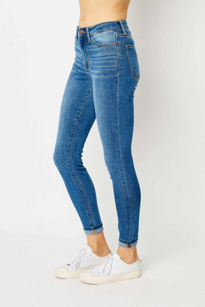 Judy Blue Full Size Cuffed Hem Skinny Jeans us.meeeshop - 