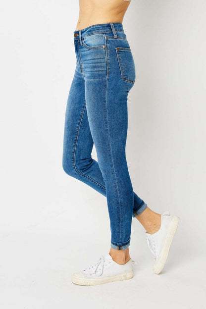 Judy Blue Full Size Cuffed Hem Skinny Jeans us.meeeshop - 