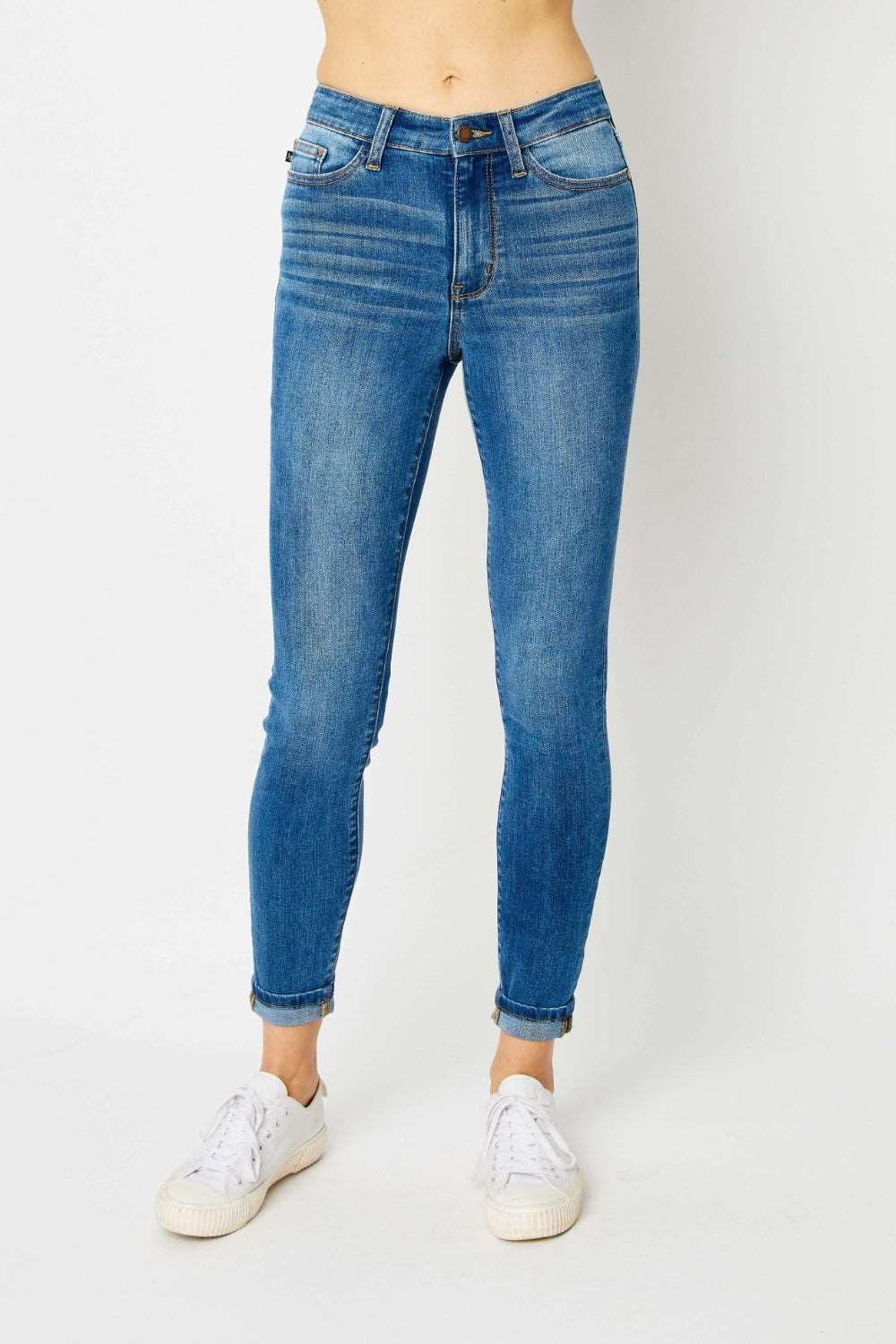 Judy Blue Full Size Cuffed Hem Skinny Jeans us.meeeshop - 