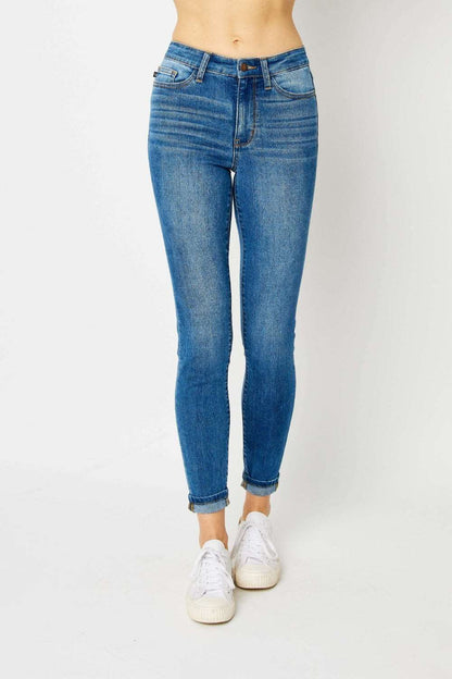 Judy Blue Full Size Cuffed Hem Skinny Jeans us.meeeshop - 