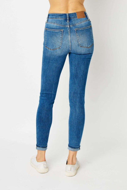 Judy Blue Full Size Cuffed Hem Skinny Jeans us.meeeshop - 