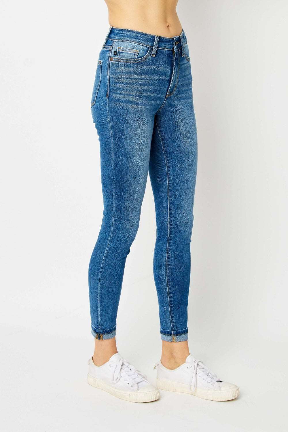 Judy Blue Full Size Cuffed Hem Skinny Jeans us.meeeshop - 