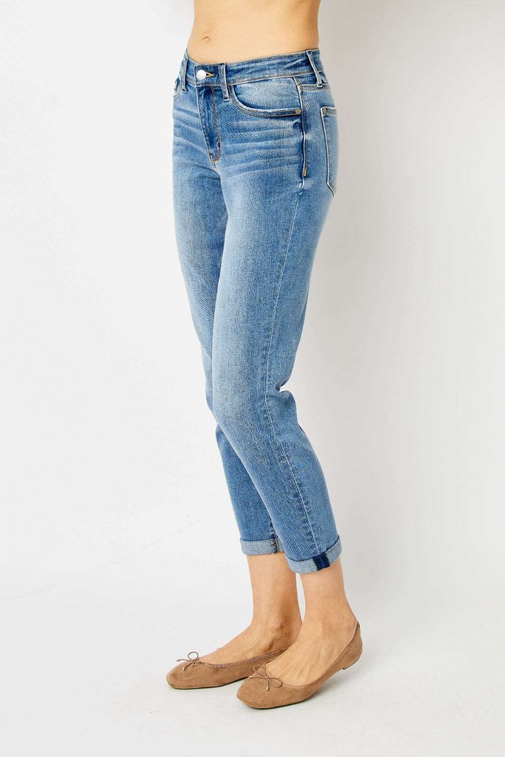 Judy Blue Full Size Cuffed Hem Slim Jeans us.meeeshop - 