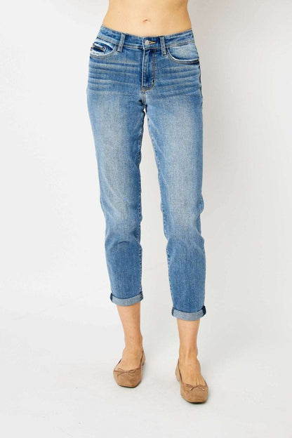 Judy Blue Full Size Cuffed Hem Slim Jeans us.meeeshop - 