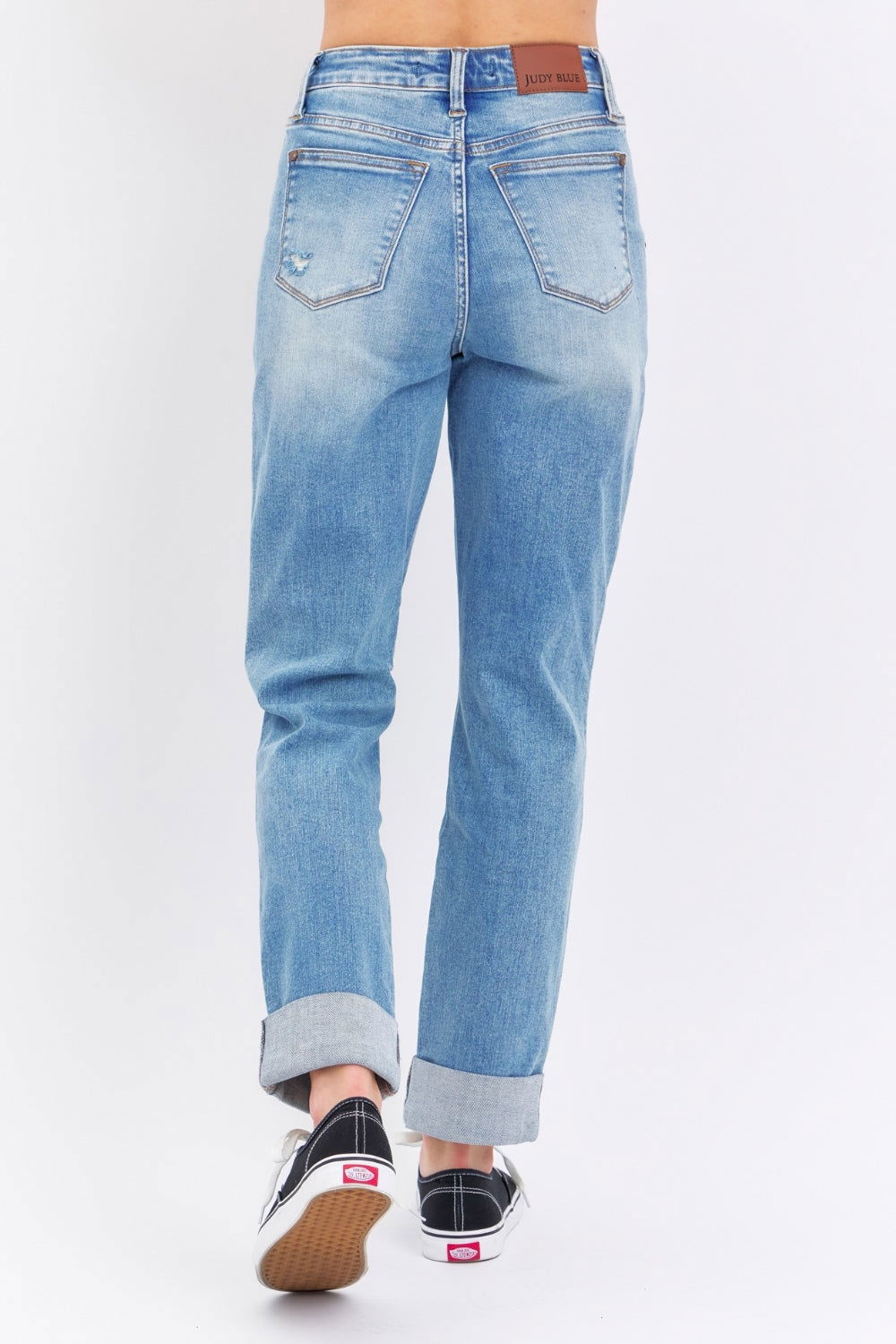 Judy Blue Full Size Distressed Straight Jeans with Patch Pockets us.meeeshop - 