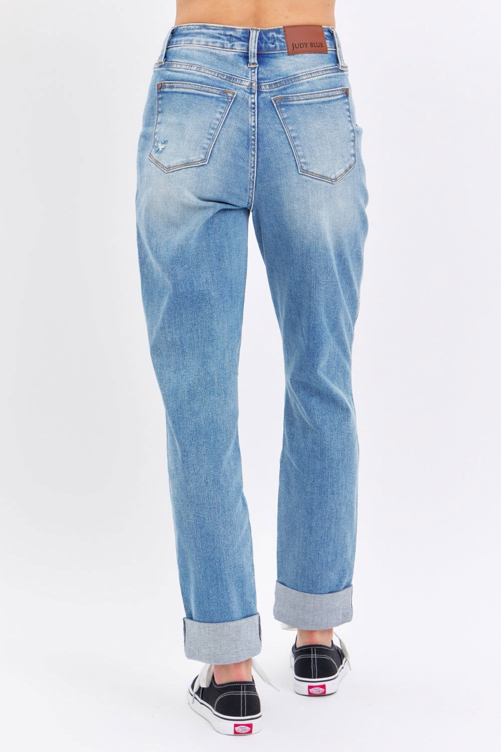 Judy Blue Full Size Distressed Straight Jeans with Patch Pockets us.meeeshop - 